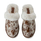 Myra Alamosa Tan Fur-Lined Hairon Leather Slippers for Women Winter Indoor Comfort, Soft Sole, Western Style