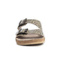 Myra Rio Amarillo Embossed Leather Sandals for Women in Beige â€“ Dual Buckle Design, Cork Sole Comfort, Western Slip-on