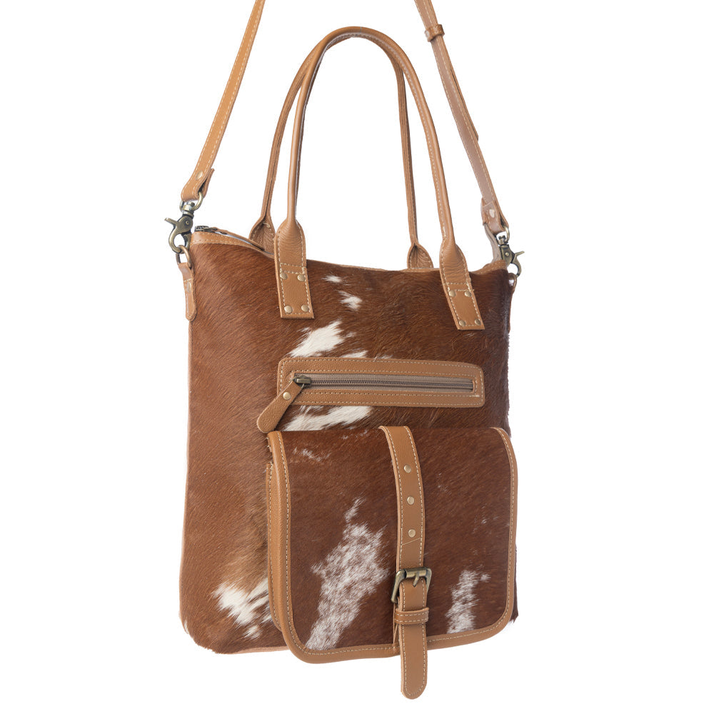 Mesa Maverick Tote Bag in Brown & White
