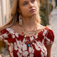 Carefree Caribou Beaded Earrings In Brown And White