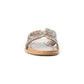 Myra Carmina Blue Embossed Leather Slip-On Sandals for Women â€“ Western H-Cut Slides with Studded Trim