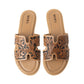 Myra Carmina Anne Dark Embossed Leather Slip-On Sandals for Women â€“ Western H-Cut Slides with Studded Trim