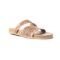 Myra Westward Wind Handtooled Leather Slide Sandals for Women â€“ Cross-Strap Design with Soft Cork Sole for Cushioned Western Comfort