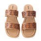 Myra Santa Fe Daisy Leather Sandals for Women - Handtooled Slides with Intricate Floral Design for Summer Comfort