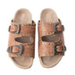 Myra Great Sonora Sunset Studded Leather Sandals for Women – Cork Sole, Antique Brass Dual Buckles for All-Day Comfort
