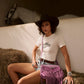 Wild West Fringe Leather Crossbody Bag in Purple