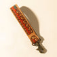 Myra Canyon Pass Handtooled Leather Key Fob in Amber