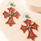 Myra Crimson Cross Earrings