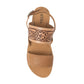 Pinehorn Handtooled Leather Sandals in Oak Brown