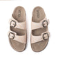Myra Desert Lily Embossed Leather Sandals in Antique White