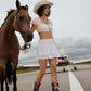Savanna Handtooled Leather Boots in Black & White