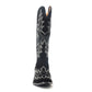 Midnight Trail Embroidered Leather Boots in Shadow Black