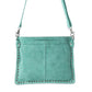 Texas Rose Western Embroidered Leather Bag in Turquoise