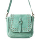 Western Scout Leather Crossbody Bag in Turquoise