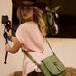 Western Scout Leather Crossbody Bag in Turquoise