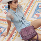 Western Scout Leather Crossbody Bag in Purple