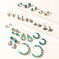 Myra Turquoise Trails & Silver Tales Set of 16 Earrings
