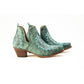 Myra Sagebreeze Embroidered Leather Booties in Lagoon Teal