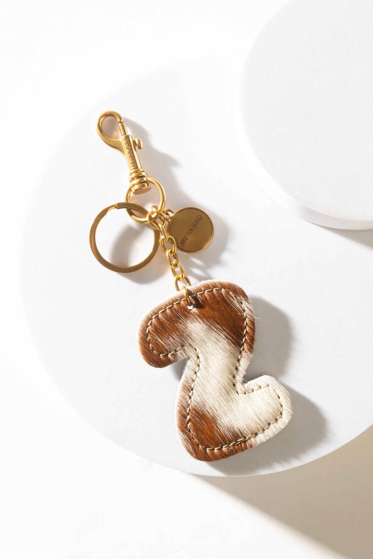 Alpha Hairon Bag Charm in Brown & White
