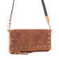Yellowstone Palisade Clutch Bag with Rivets in Amber
