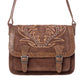 Myra Amberwood Suede Leather Boot Embroidered Leather Bag in Chestnut Brown