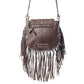 Myra Luna Belle Studded Leather Bag with Fringes in Maverick Mocha