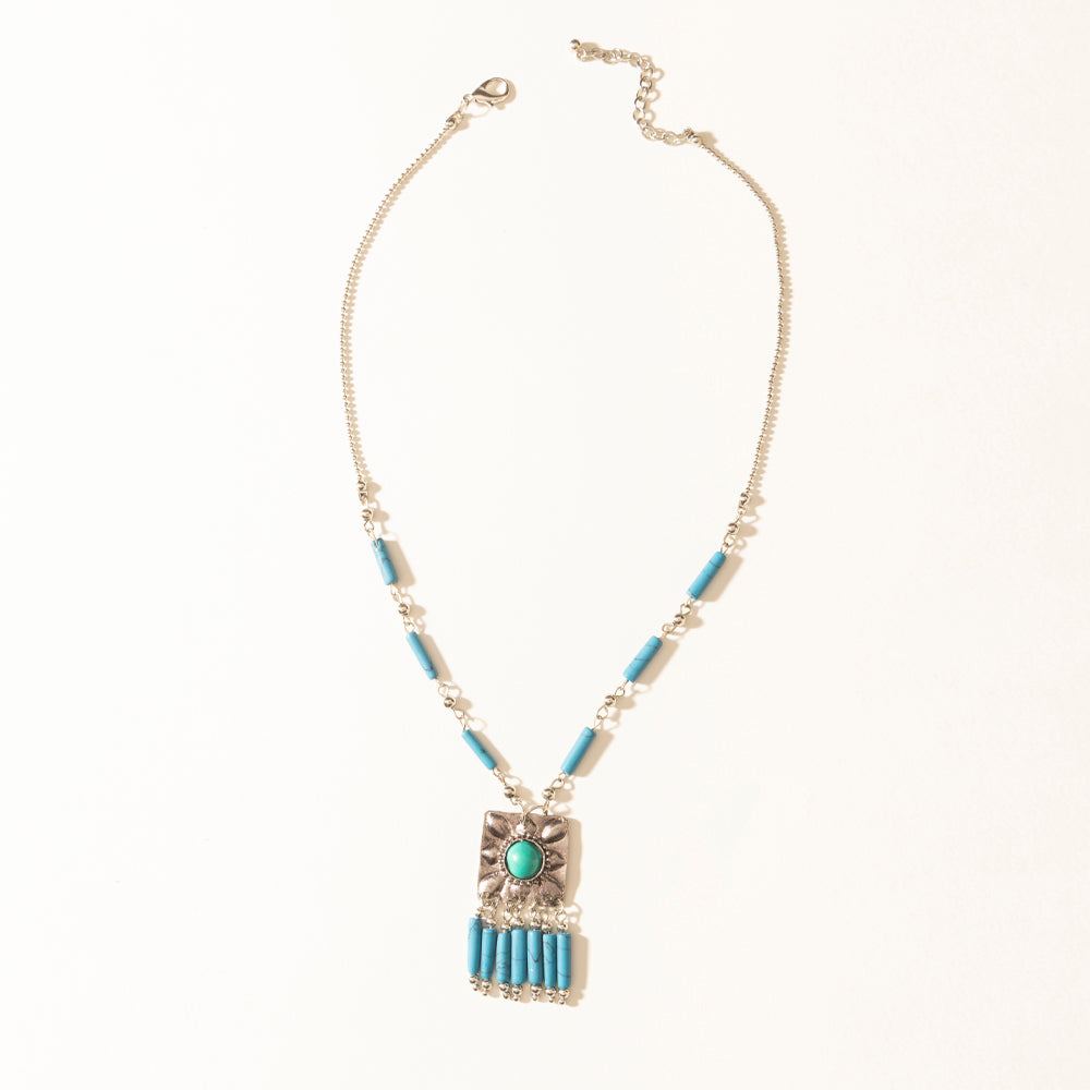Myra Blue Coyote Necklace in Turquoise Charm
