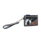 Myra Apache Twilight Handtooled Hairon Leather Card Holder in Midnight Hide