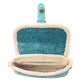 Myra Turquesa Rose Embossed Leather Crossbody Bag with Fur Accent in Cactus Bloom