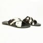 Myra El Paso Dawn Hairon Leather Sandals in Speckled White