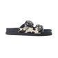 Myra Coyote Crest Hairon Leather Sandals in Vanilla White