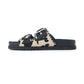 Myra Coyote Crest Hairon Leather Sandals in Vanilla White
