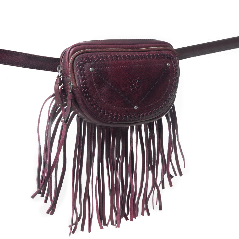 Myra Zidana Stormy Trails Fringed Veg Tanned Leather Bag in Raven Dusk