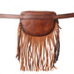 Myra Zidana Stormy Trails Fringed Veg Tanned Leather Bag in Vintage Ember