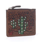 Myra Briar Creek Handtooled Leather Credit Card Holder in Sage Tan