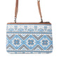 Myra Tribal Hollow Cotton & Leather Crossbody Bag in Indigo Frost