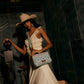 Myra Tribal Hollow Cotton & Leather Crossbody Bag in Indigo Frost