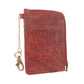 Myra Summer Grove Embossed Leather Credit Card Holder in Burnt Crimson
