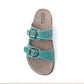 Myra Bluebell Ranch Handtooled Leather Sandals in Alpine Teal