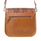 Myra Cedar Range Handtooled Hairon Buckle Leather Bag in Chestnut Ivory