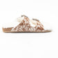 Prairie Winds Fur Comfort Hairon Leather Sandals In Brown & White