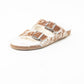 Prairie Winds Fur Comfort Hairon Leather Sandals In Brown & White