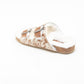Prairie Winds Fur Comfort Hairon Leather Sandals In Brown & White