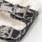 Prairie Winds Fur Comfort Hairon Leather Sandals In Black & White