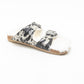 Prairie Winds Fur Comfort Hairon Leather Sandals In Black & White
