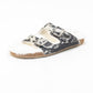 Prairie Winds Fur Comfort Hairon Leather Sandals In Black & White