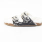 Prairie Winds Fur Comfort Hairon Leather Sandals In Black & White