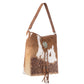 Myra Yellowstone Tawny Ridge Handtooled Hairon Concealed Carry Bag in Ivory Mocha