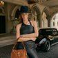 Myra Yellowstone Westbrook Suede Leather Bag in Amber Dusk