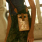 Myra Cedar Snake Print Leather Cell Phone Holder in Toffee Patch